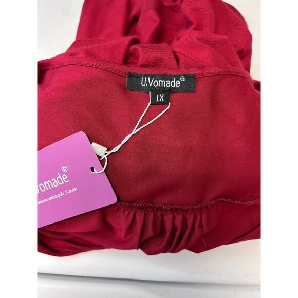 U.Vomade Women’s Short Sleeve Summer Tunic, Red, Size 1X - Picture 5 of 9